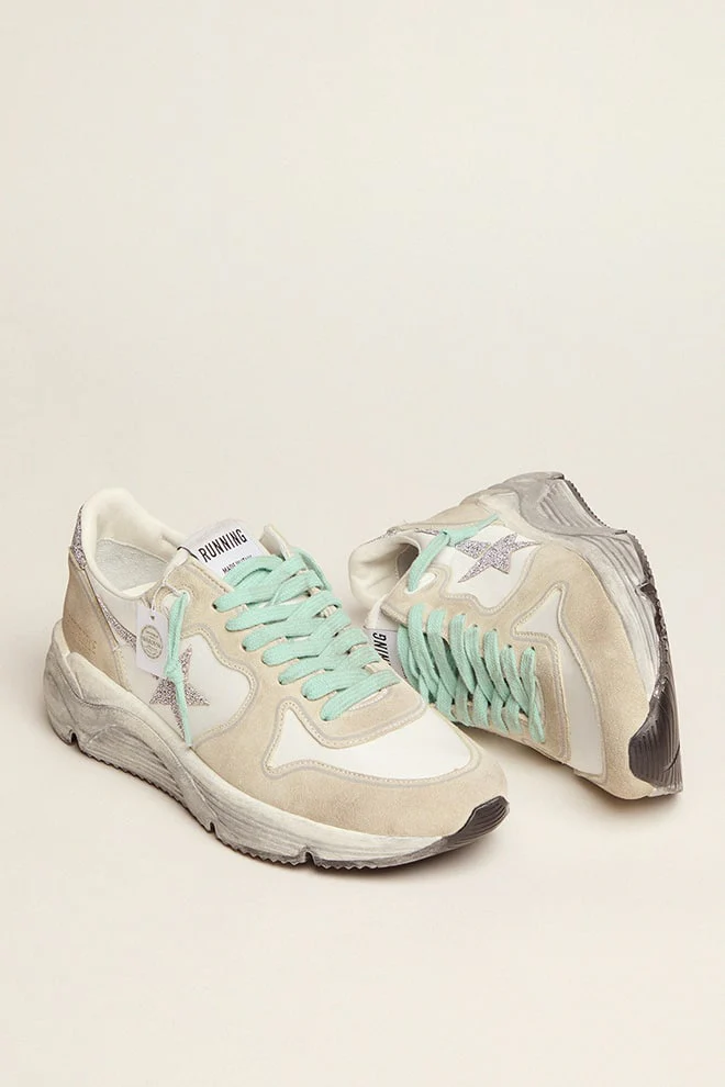 Women | Running Sole Beige & White Suede & Taupe Star | White x Silver x Ice - Image 8