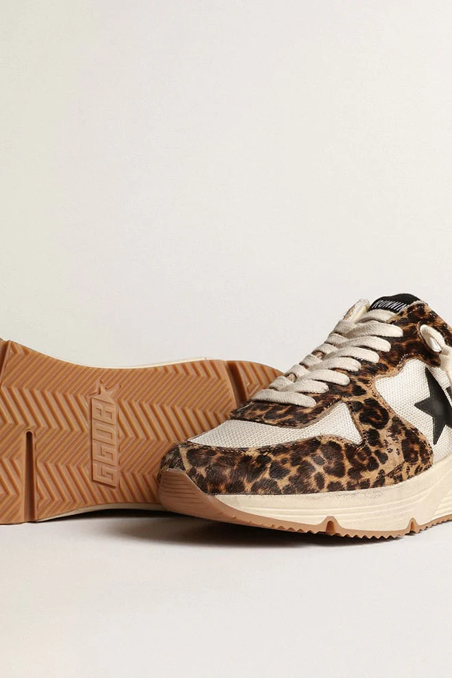 Women | Running Sole Cream-Colored Mesh with Pony Skin Inserts | Cream x Beige Brown Leo x Black - Image 8