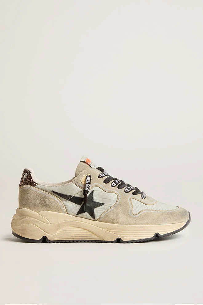 Women | Running Sole Gray Nylon with Black Star & Glitter Heel Tab | Ice x Taupe x Black x Brown - Image 4