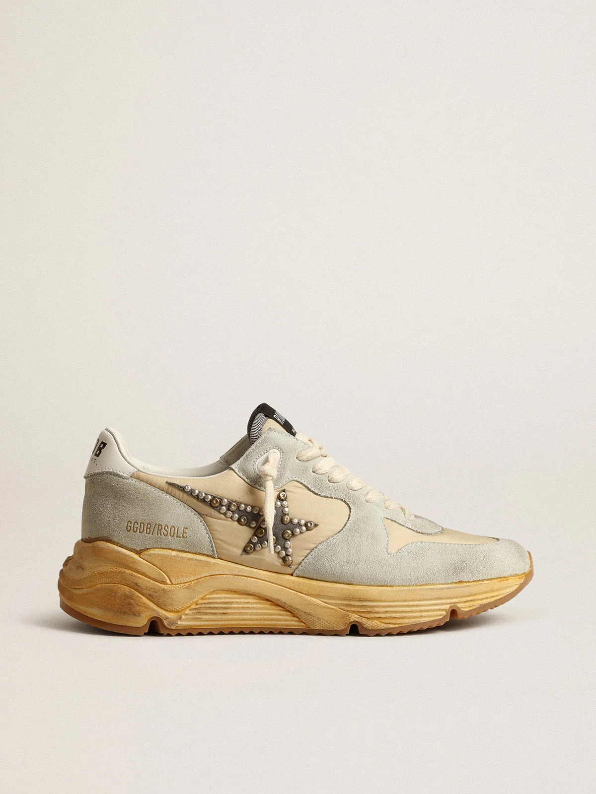 Women | Running Sole Ice Gray with Studded Suede Star | Cream x Ice x White - Image 5