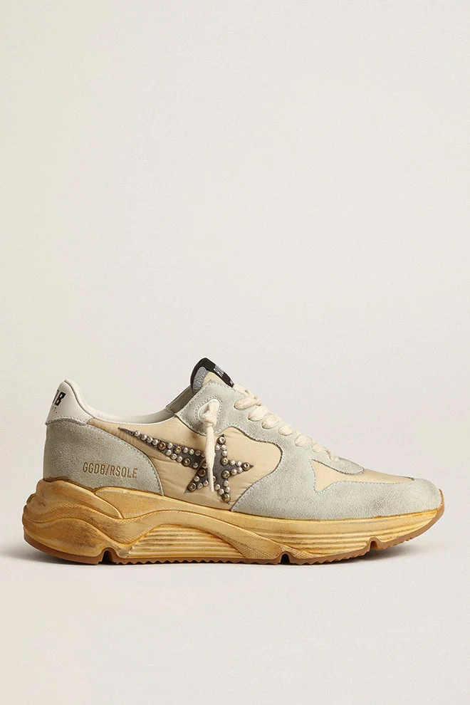 Women | Running Sole Ice Gray with Studded Suede Star | Cream x Ice x White - Image 7