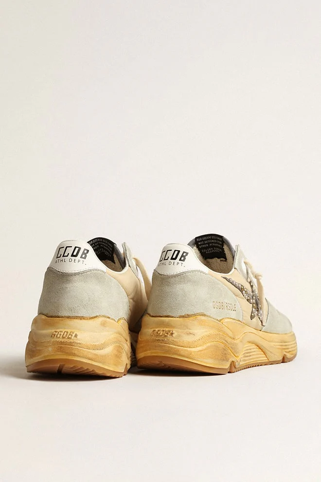 Women | Running Sole Ice Gray with Studded Suede Star | Cream x Ice x White - Image 8