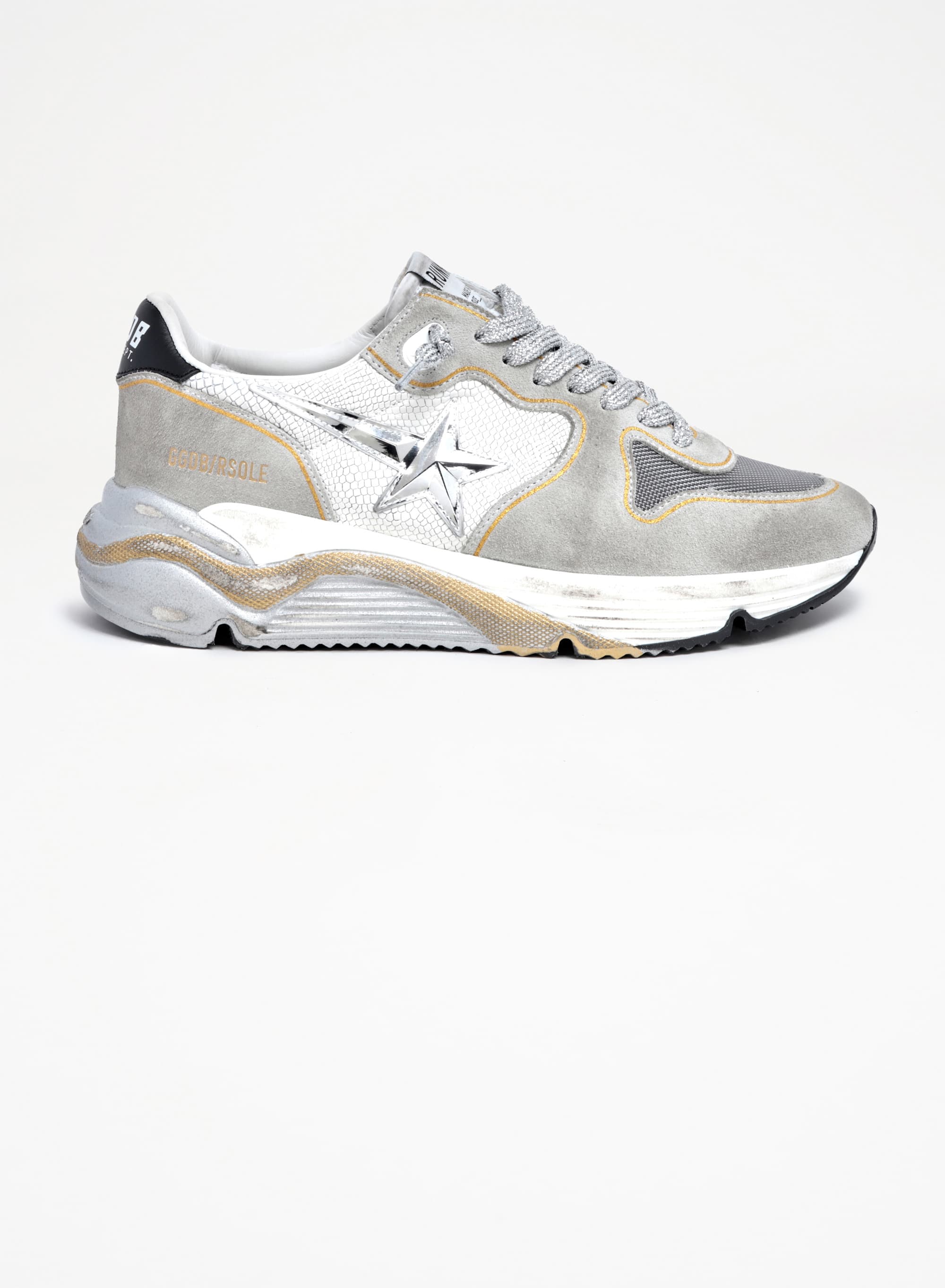 Women | Running Sole Ltd Sneakers Snake-Print Leather & Suede with Mesh Insert | White x Ice x Silver x Black - Image 3