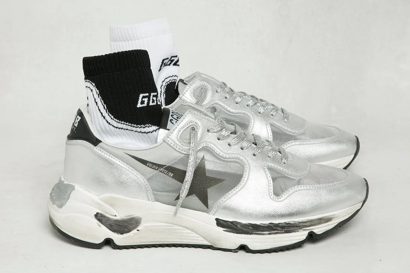 Women | Running Sole Silver with Black Star & Heel Tab | Silver x Black - Image 2