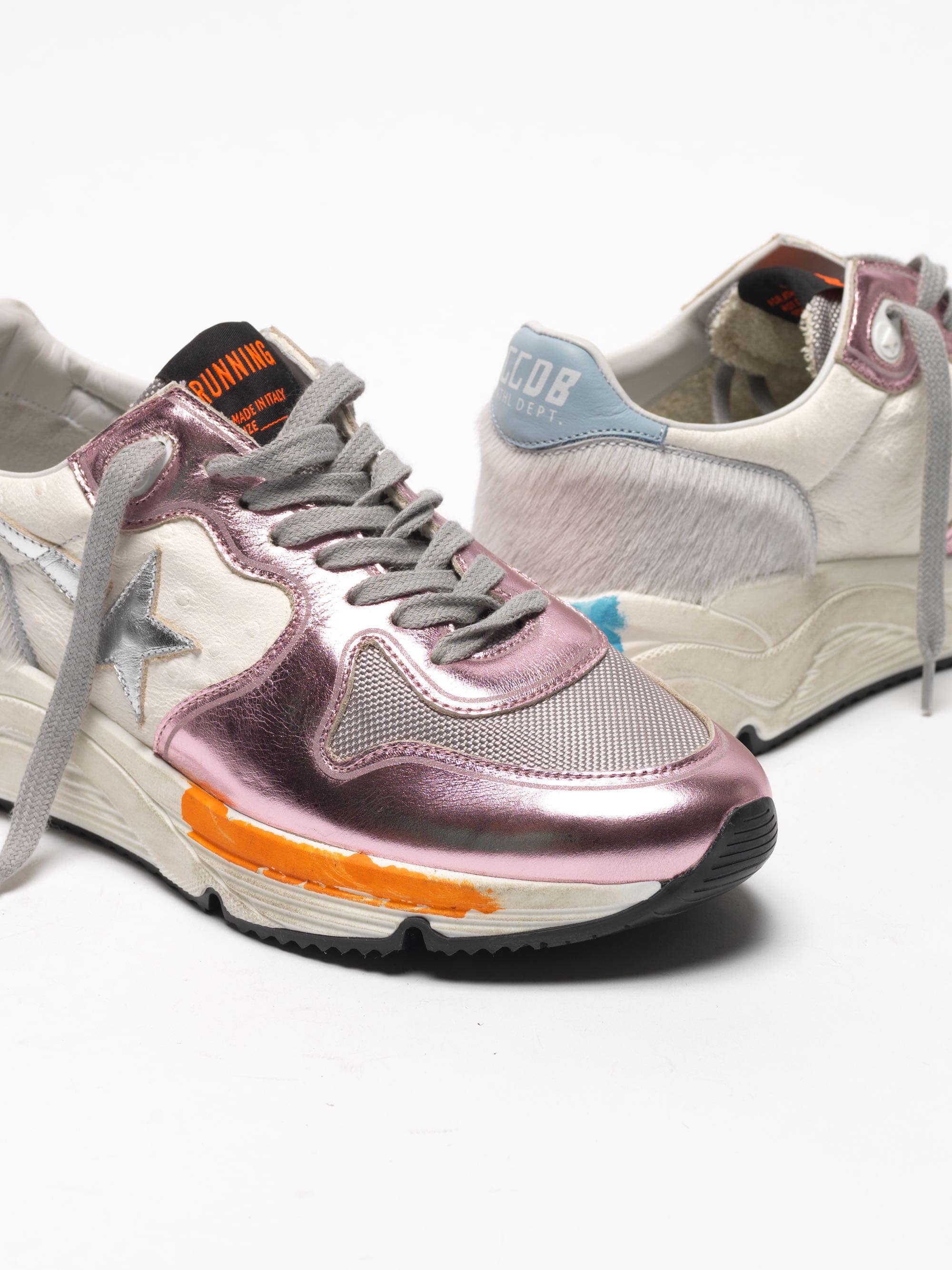 Women | Running Sole Sneakers Laminated Pink with Silver Star - Image 8