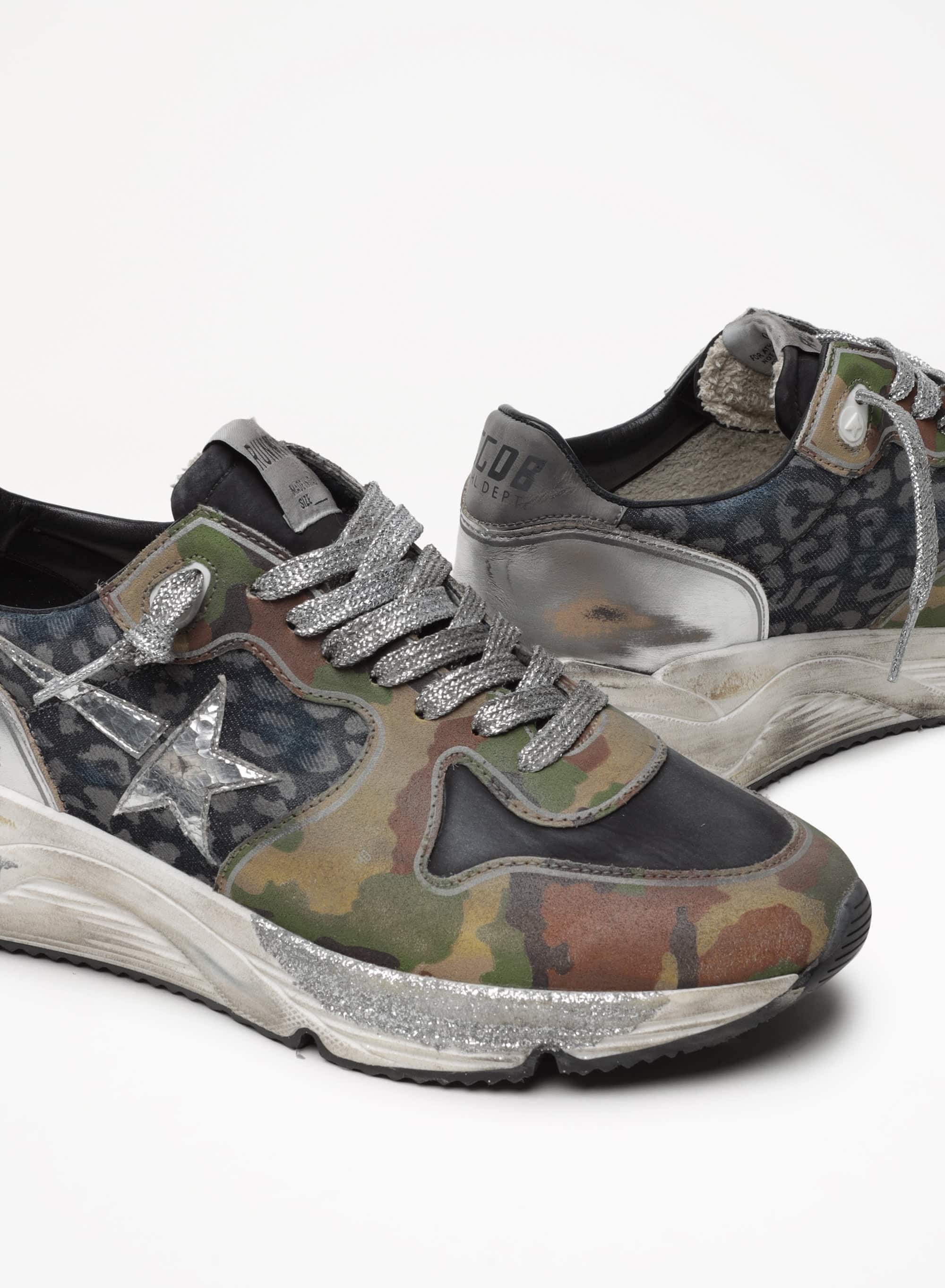 Women | Running Sole Sneakers Leopard & Mimetic Print with Laminated Silver Star | Indaco Reflex Leo x Camouflage x Black x Silver - Image 6