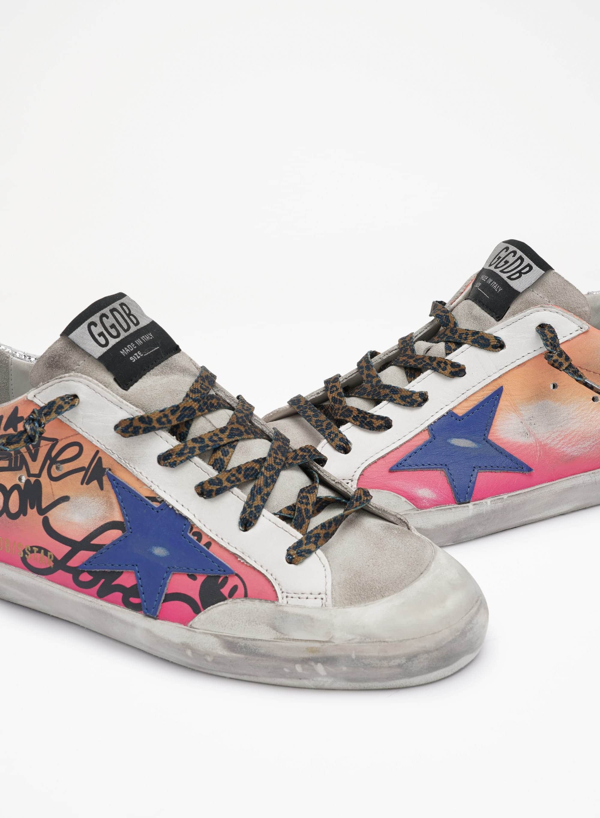 Women | Shaded Pink Super-Star Sneakers with Metallic Heel Tab | Pink Degrade x Ice x Blue x Silver - Image 2
