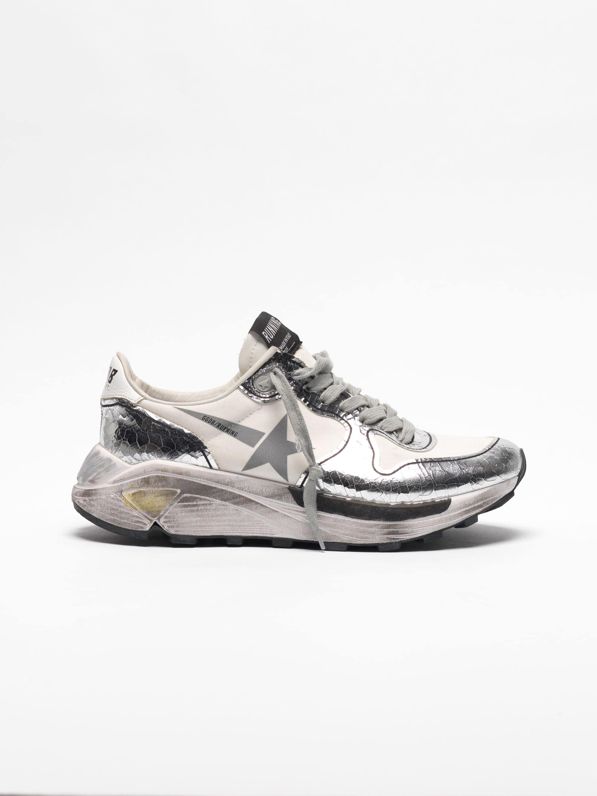 Women | Silver & White Running Sole Sneakers - Image 7