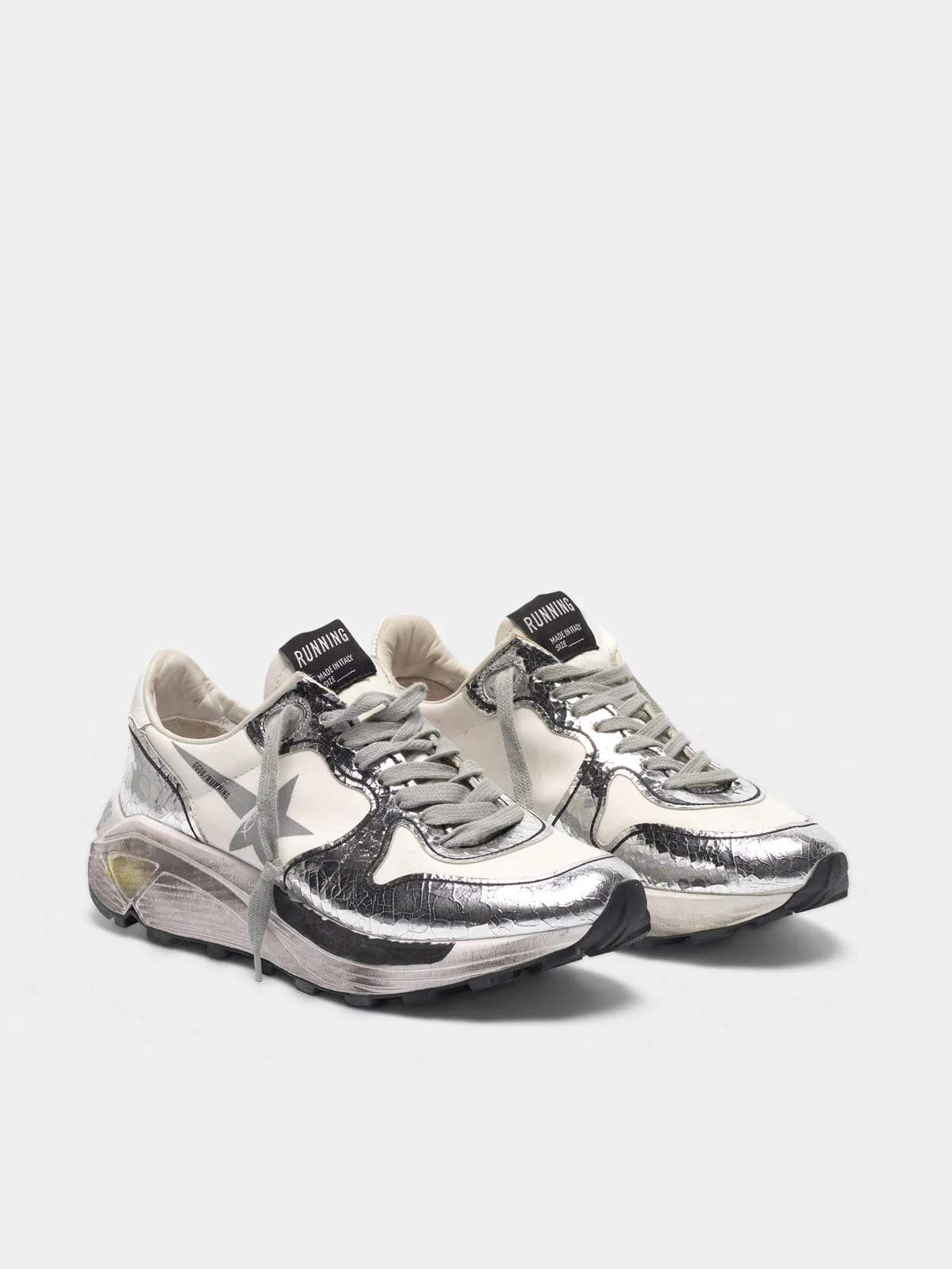 Women | Silver & White Running Sole Sneakers - Image 8
