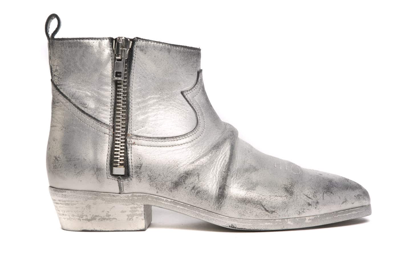 Women | Silver Ankle Boots with Lateral Zip - Image 2