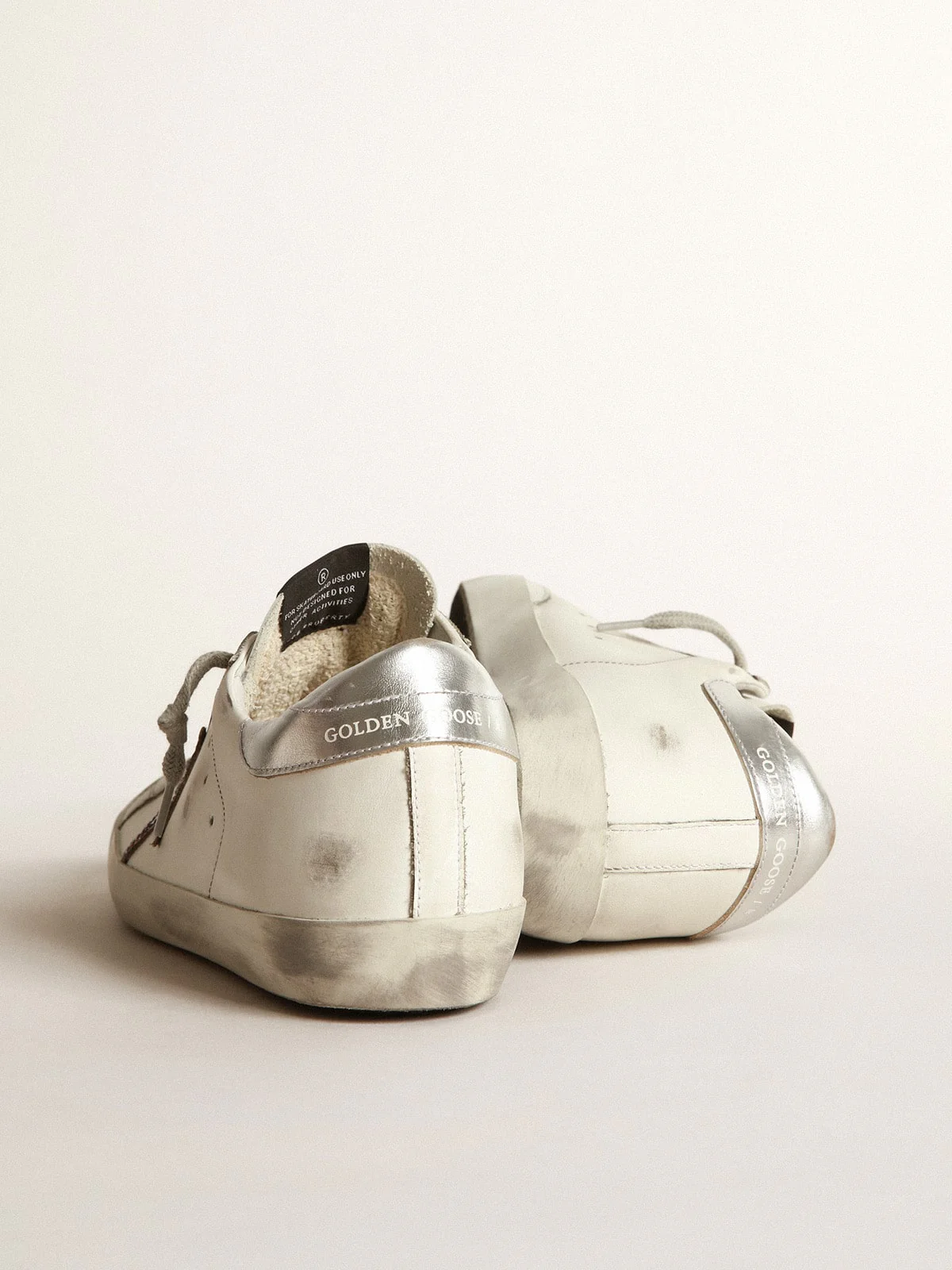 Women | Silver Star Super-Star Sneakers with Contrasting Stitching | White x Silver x Red Blue - Image 2