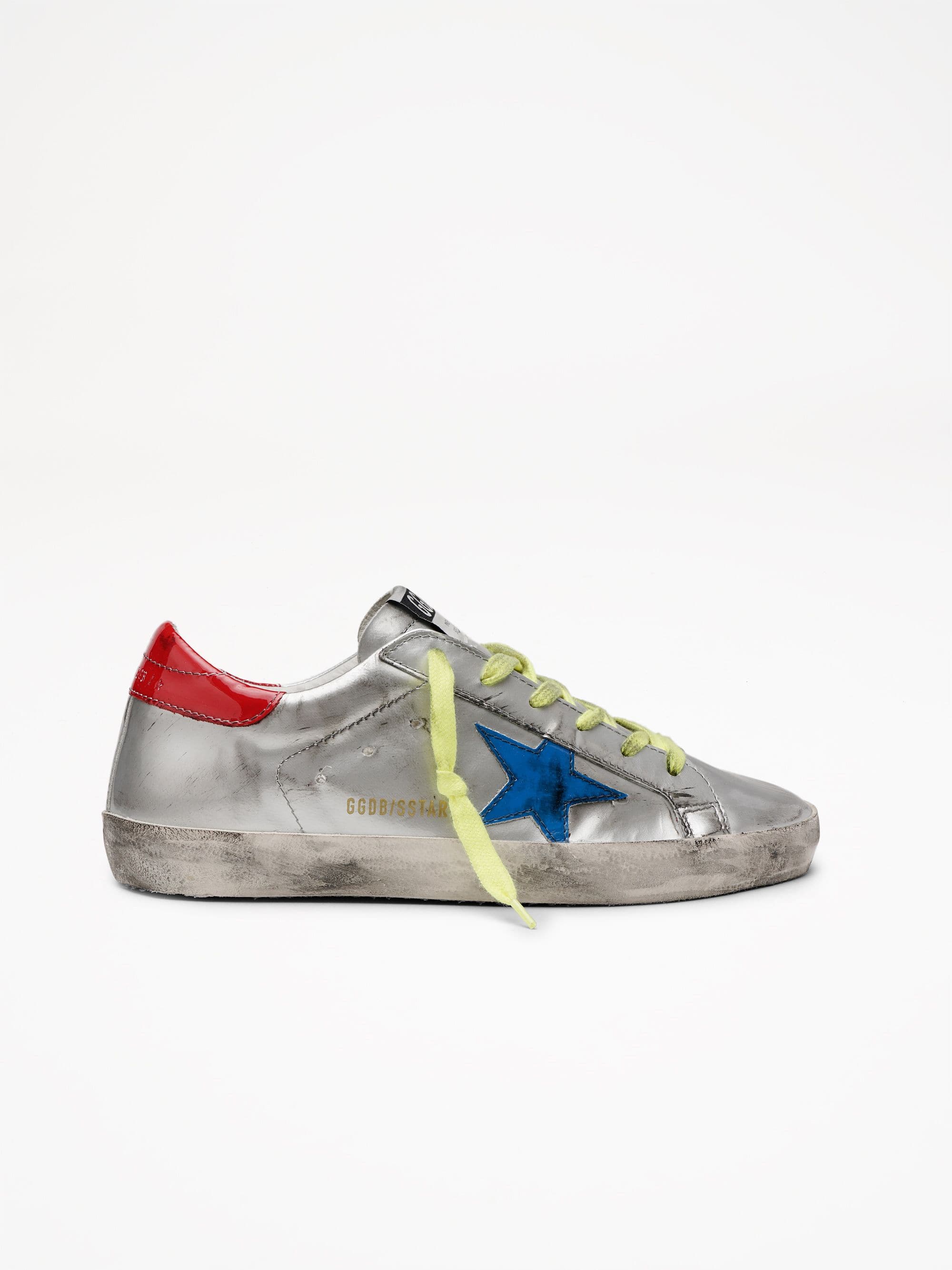 Women | Silver Super-Star Sneakers with Blue Star - Image 5