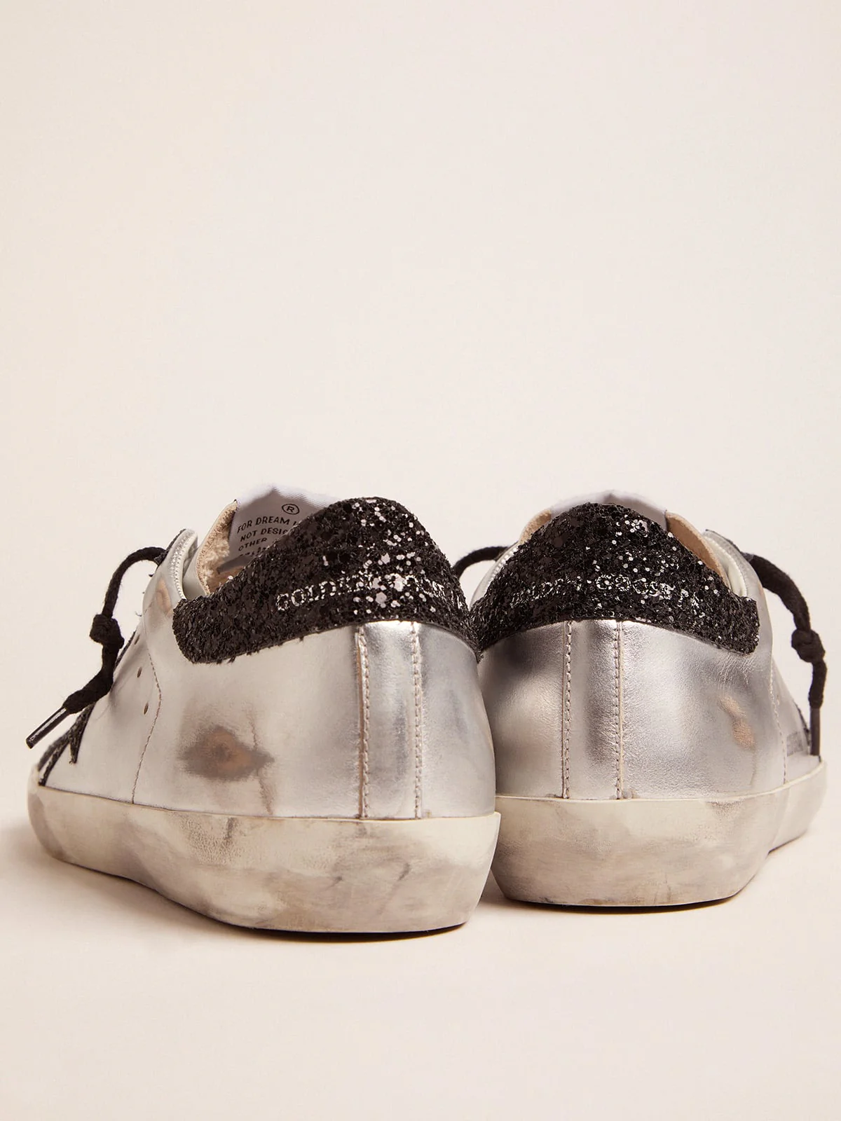 Women | Silver Super-Star Sneakers with Glitter Details | Silver x Black - Image 4