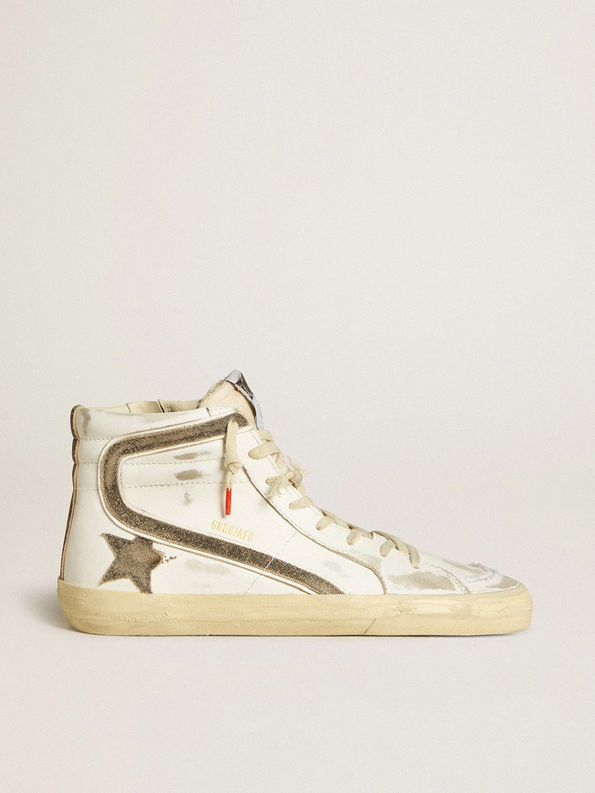 Women | Slide Lab White Leather with Star & Flash Brown Suede | White x Black - Image 4