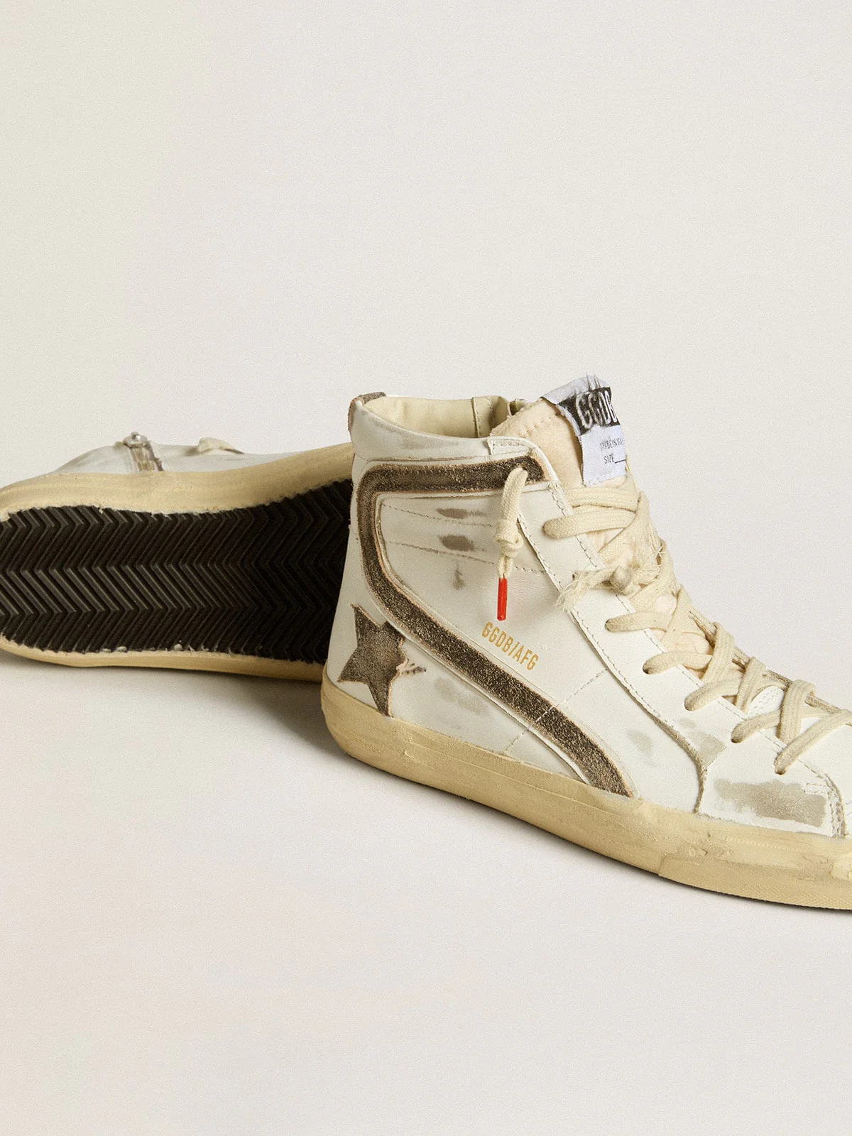 Women | Slide Lab White Leather with Star & Flash Brown Suede | White x Black - Image 5