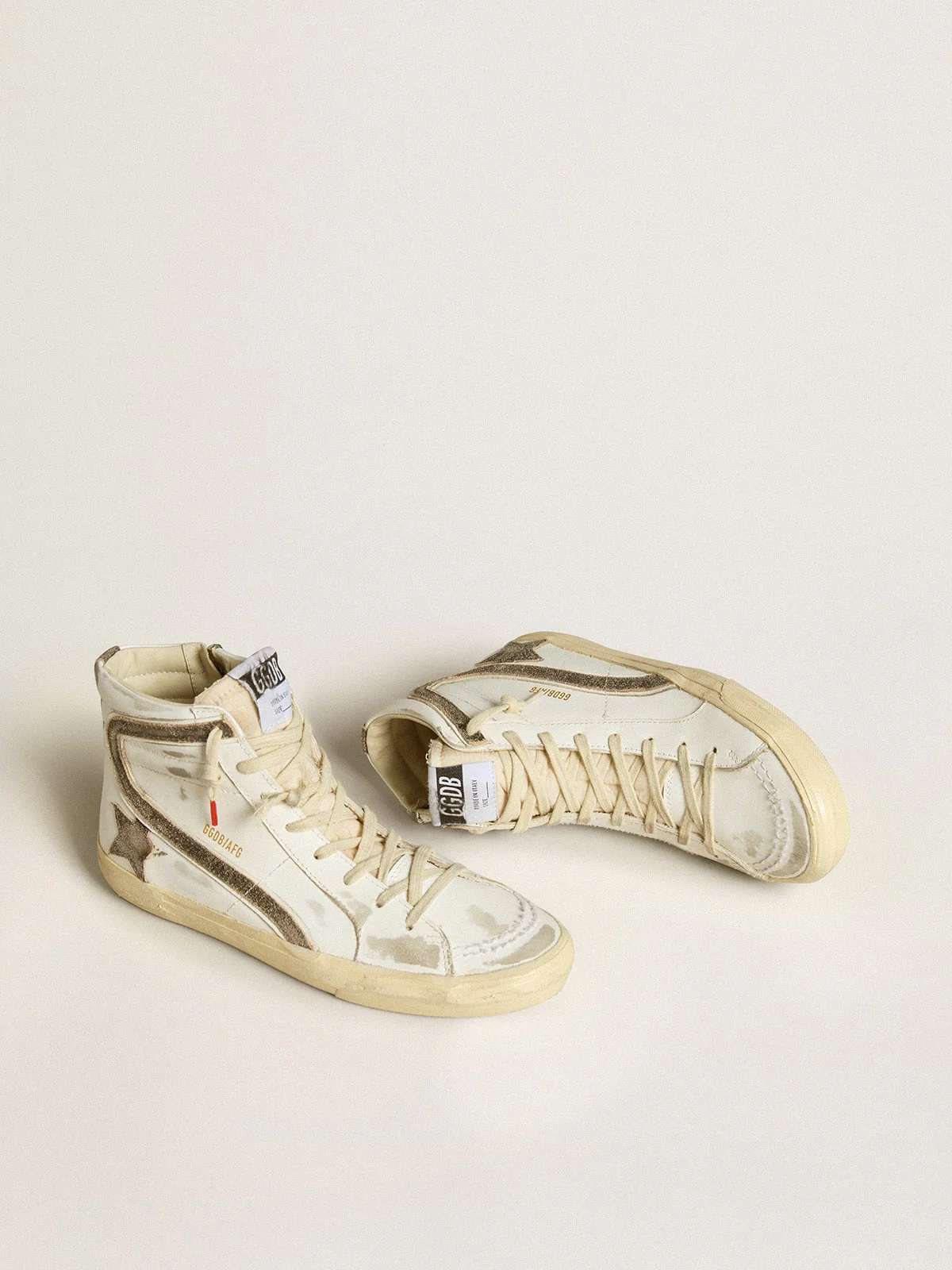 Women | Slide Lab White Leather with Star & Flash Brown Suede | White x Black - Image 7