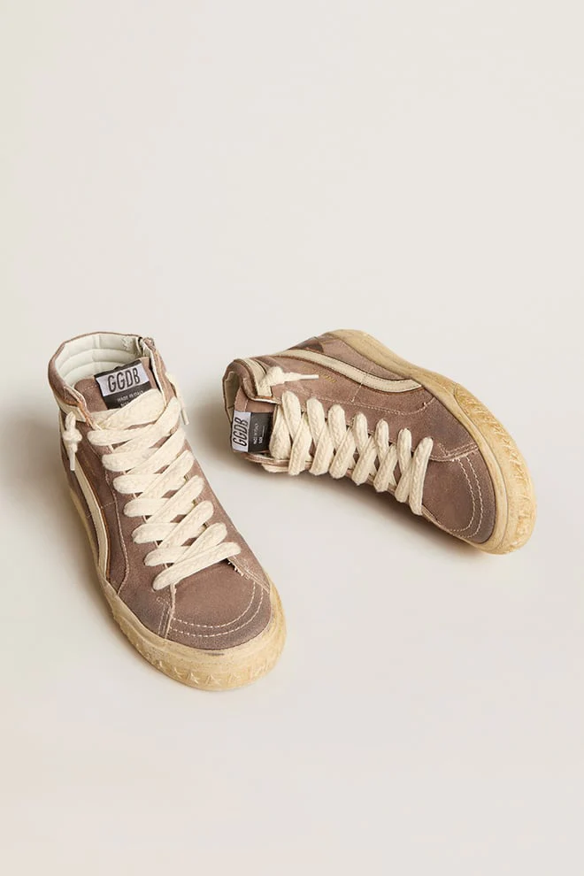 Women | Slide Ltd Brown Suede with Leather Star & Flash | Cinder x Brown x White - Image 3