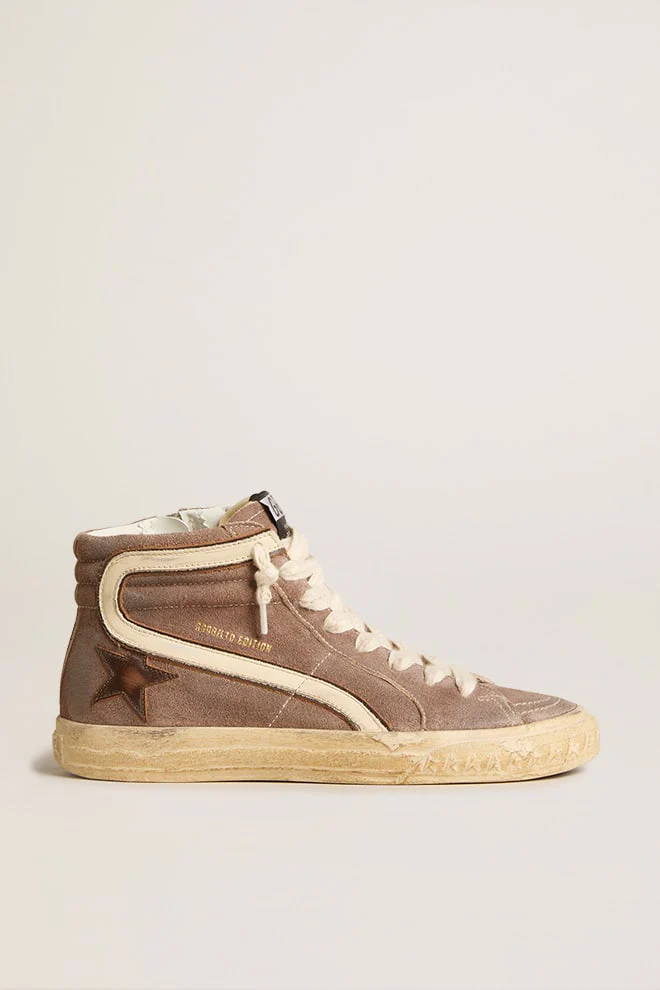 Women | Slide Ltd Brown Suede with Leather Star & Flash | Cinder x Brown x White - Image 6