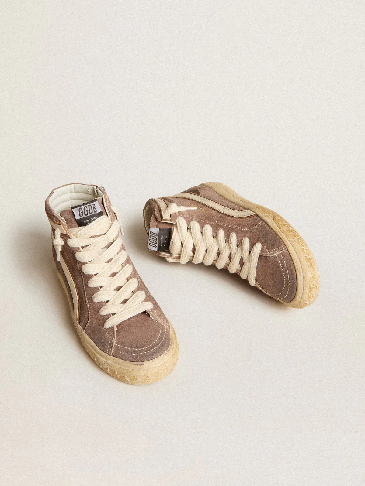 Women | Slide Ltd Brown Suede with Leather Star & Flash | Cinder x Brown x White - Image 7
