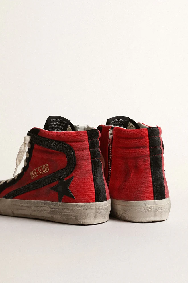 Women | Slide Red Leather with Black Star | Red x Black - Image 6