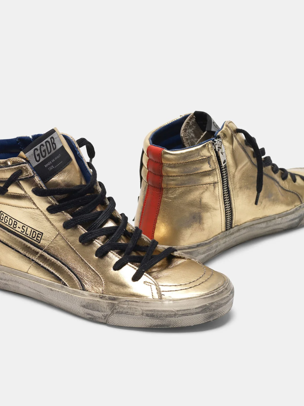 Women | Slide Sneakers Gold Laminated Leather - Image 8