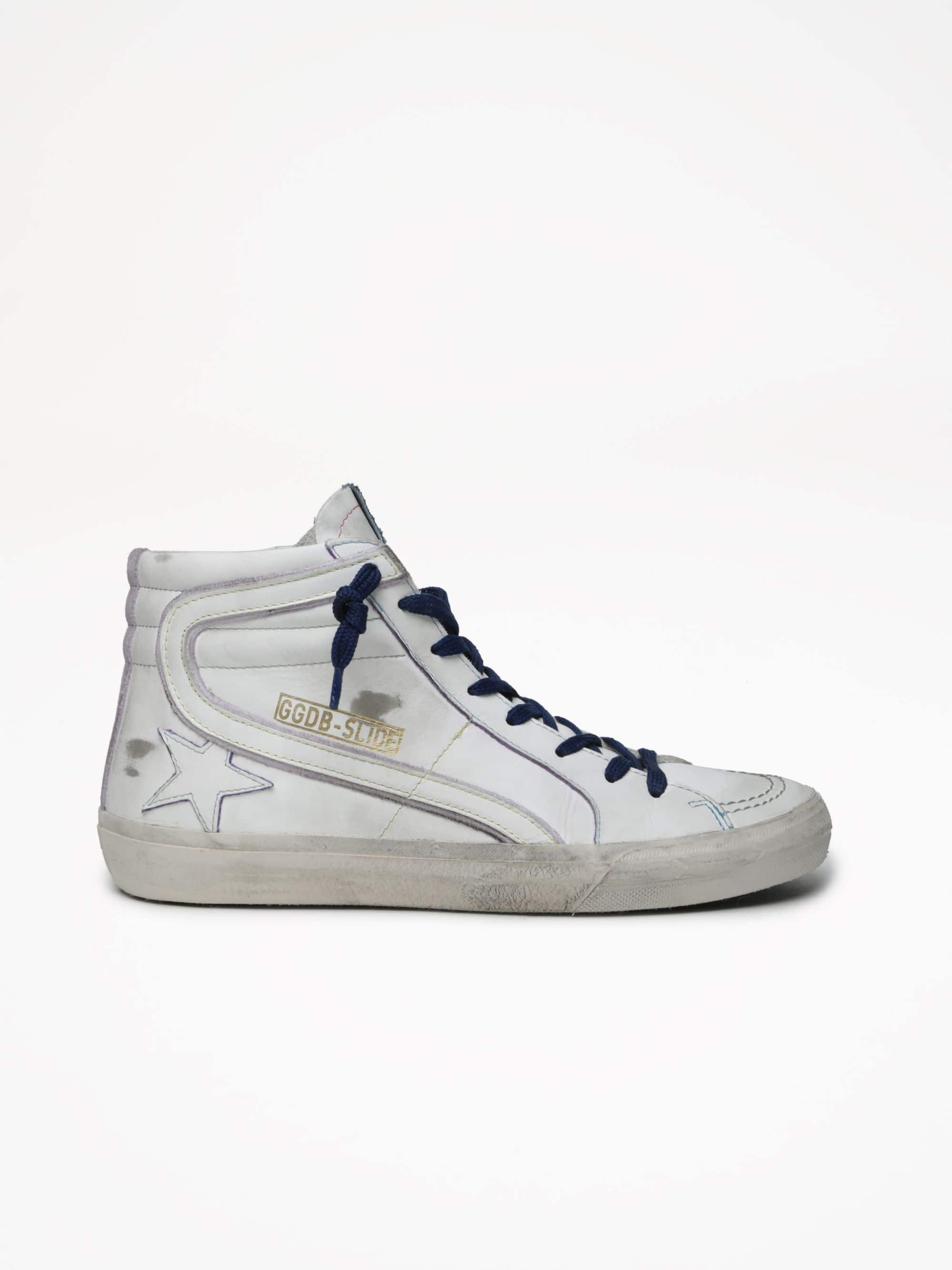 Women | Slide Sneakers White Leather with Star & Flash White | White x Lavender - Image 2