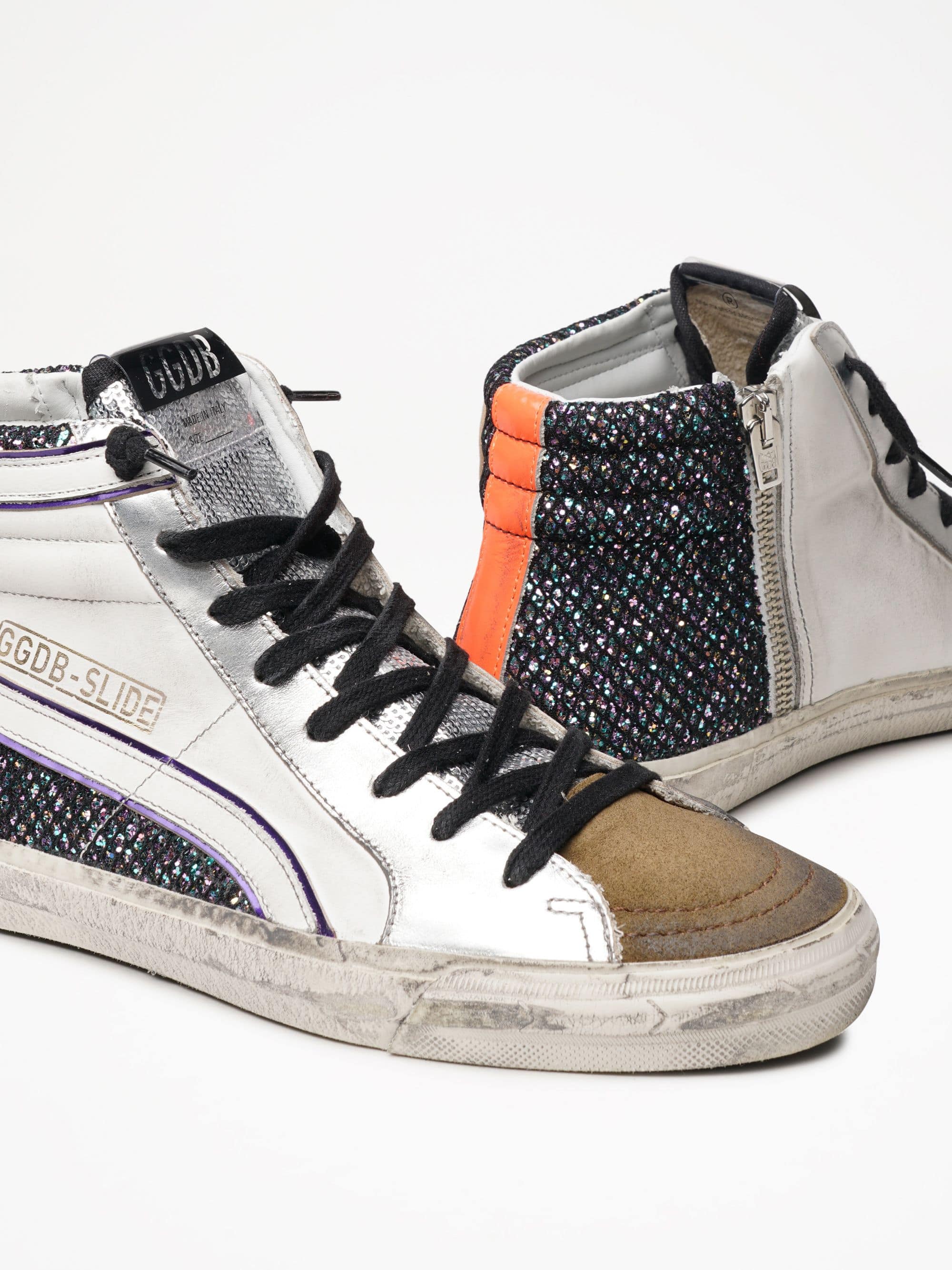 Women | Slide Sneakers White Multicolor & Tobacco | White x Multicolor x Tobacco x Orange Fluo - Image 2
