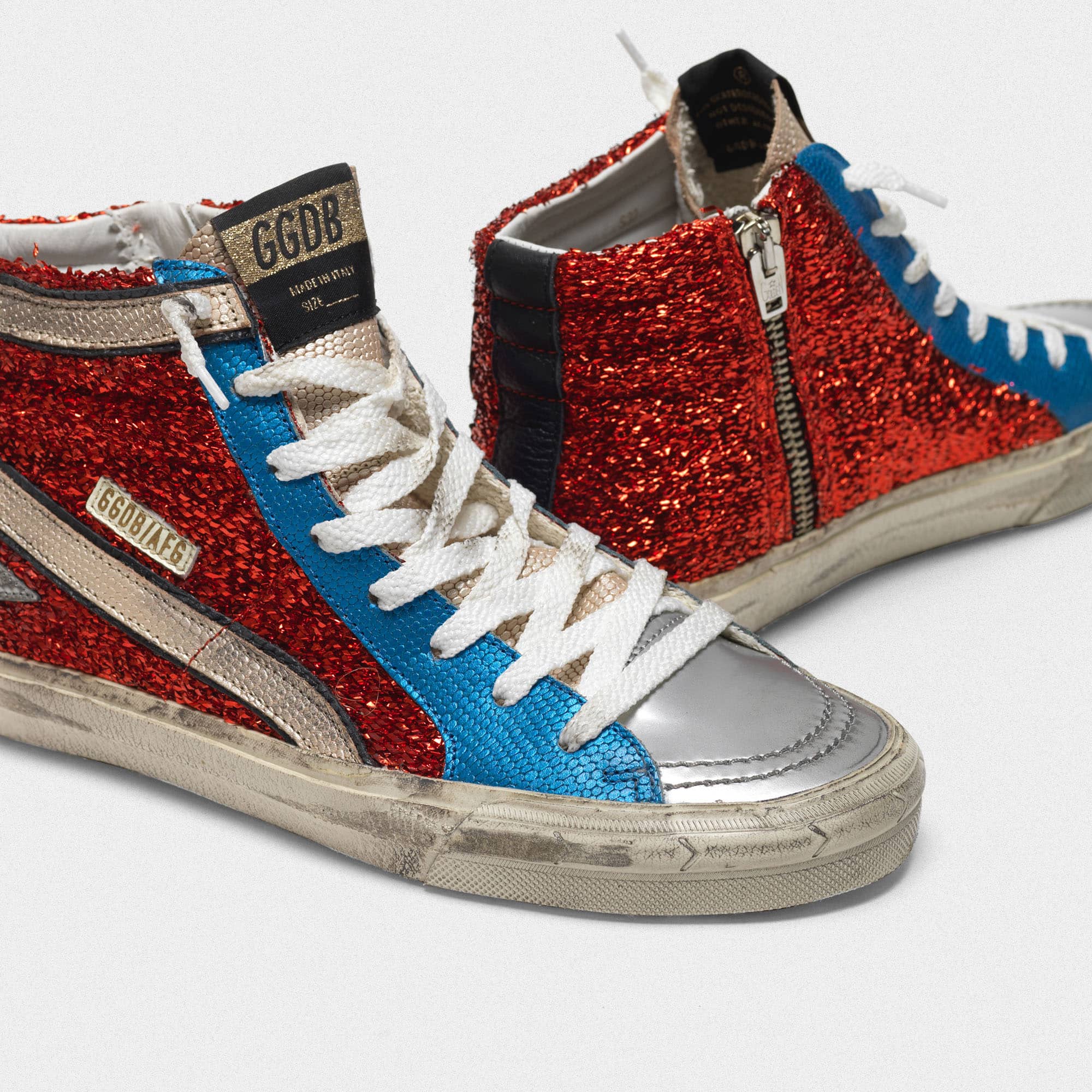 Women | Slide Sneakers with Weaved Finish & Metallic Inserts - Image 2