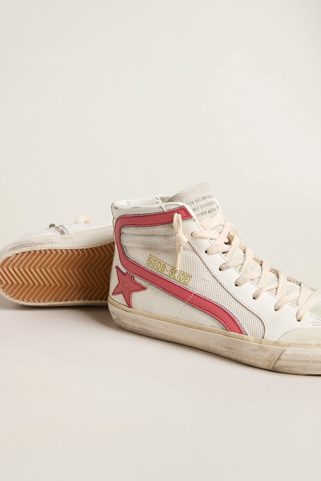 Women | Slide White Nappa & Mesh with Coral Star & Flash | White x Ice x Red - Image 2
