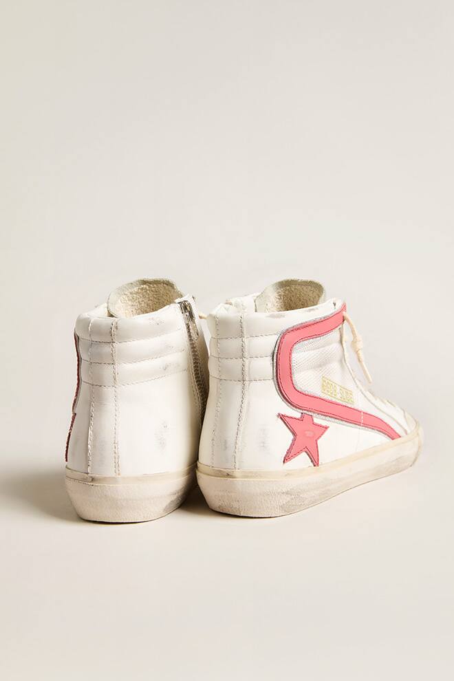 Women | Slide White Nappa & Mesh with Coral Star & Flash | White x Ice x Red - Image 3