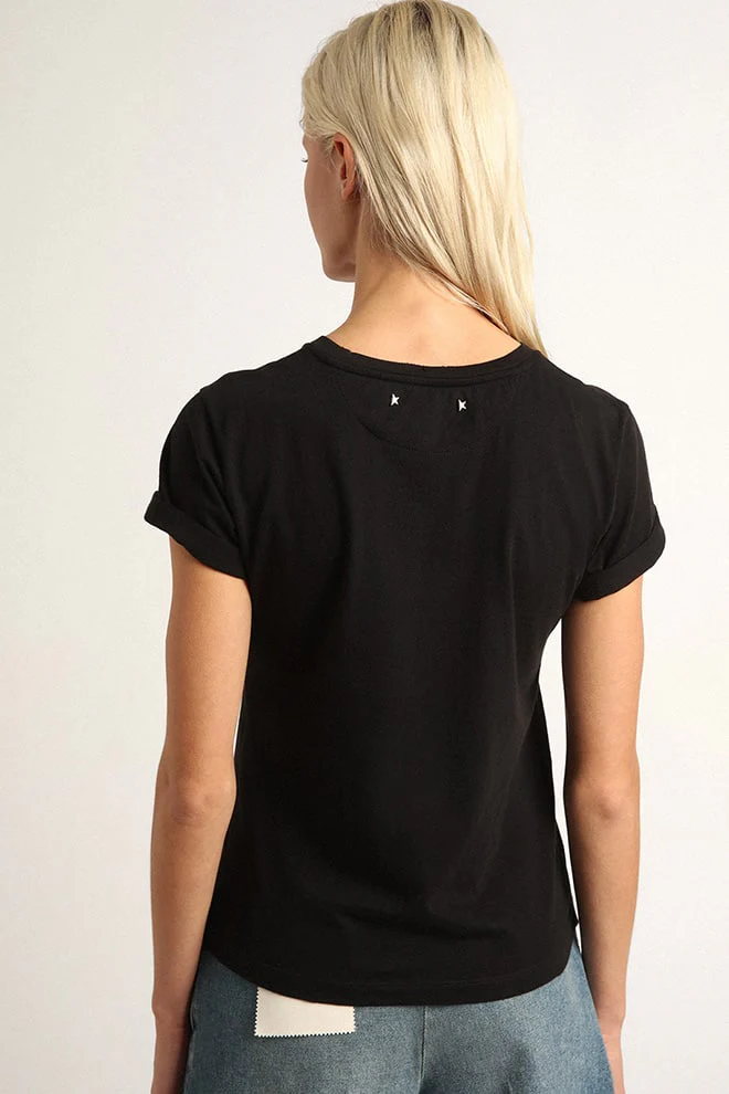 Women | Slim-Fit Distressed T-Shirt Black | Vintage Black - Image 4