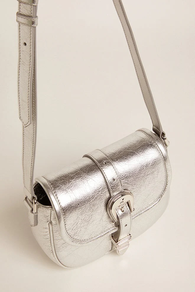 Women | Small Rodeo Bag Silver Laminated Leather | Silver - Image 2