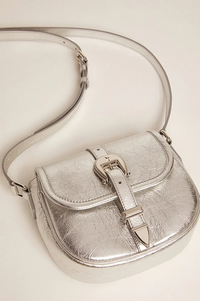 Women | Small Rodeo Bag Silver Laminated Leather | Silver - Image 8