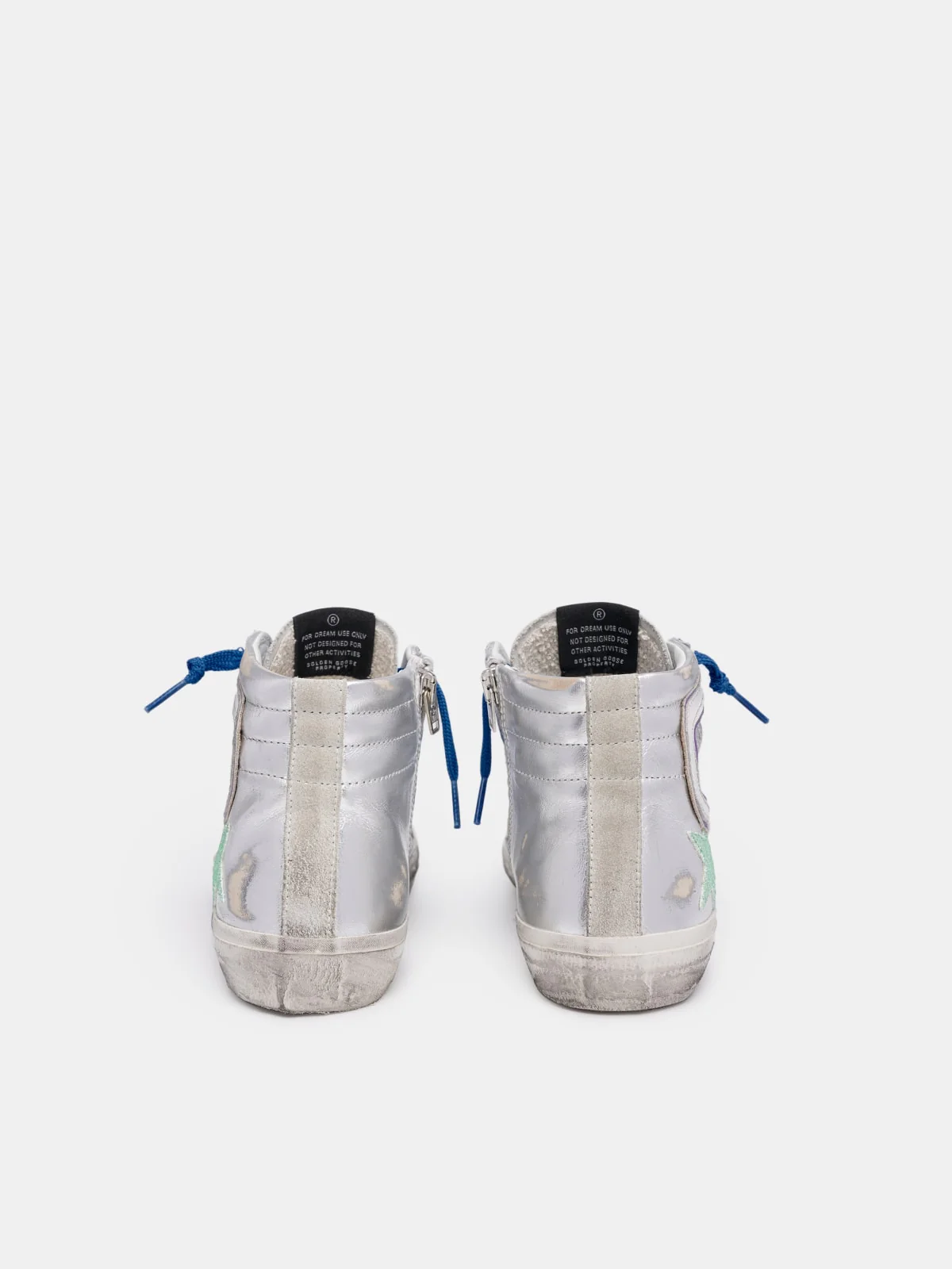 Women | Sneakers Slide Silver Leather-Green Glitter - Image 4