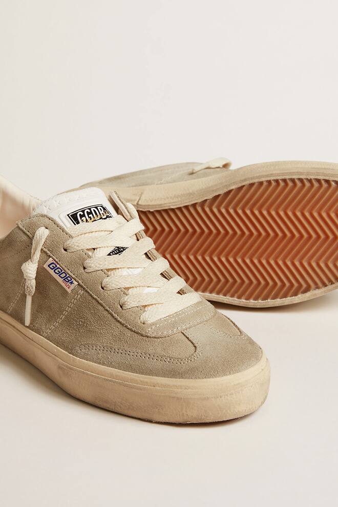 Women | Soul Star Beige Suede with White Leather Heel Tab | Taupe x Milk - Image 8