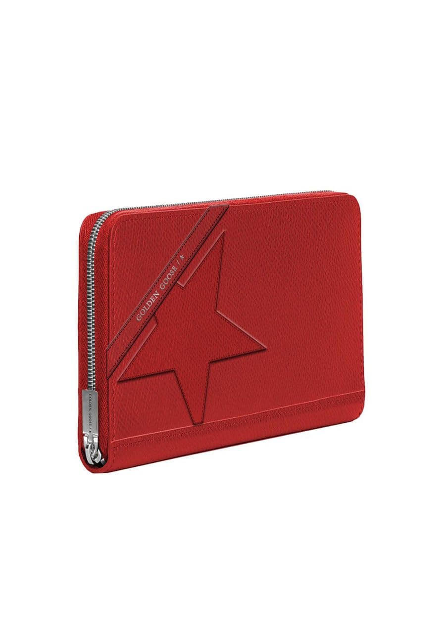 Women | Star Medium Zipped Around Hammered Red Leather | Rosso Malboro - Image 2