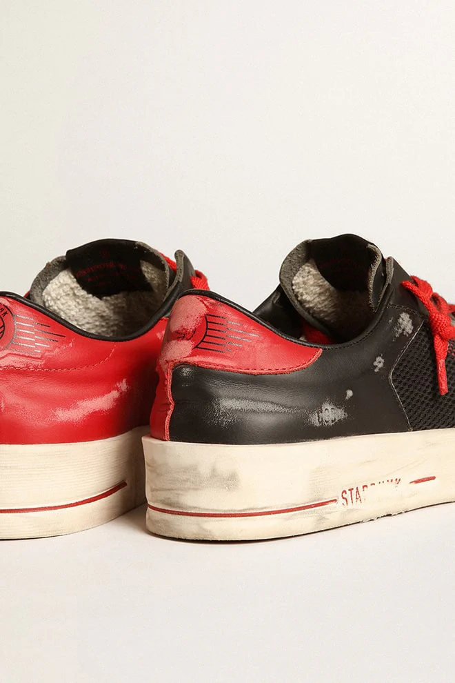 Women | Stardan Black Leather with Red Star & Heel Tab | Black x Red - Image 4