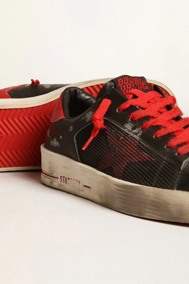 Women | Stardan Black Leather with Red Star & Heel Tab | Black x Red - Image 5