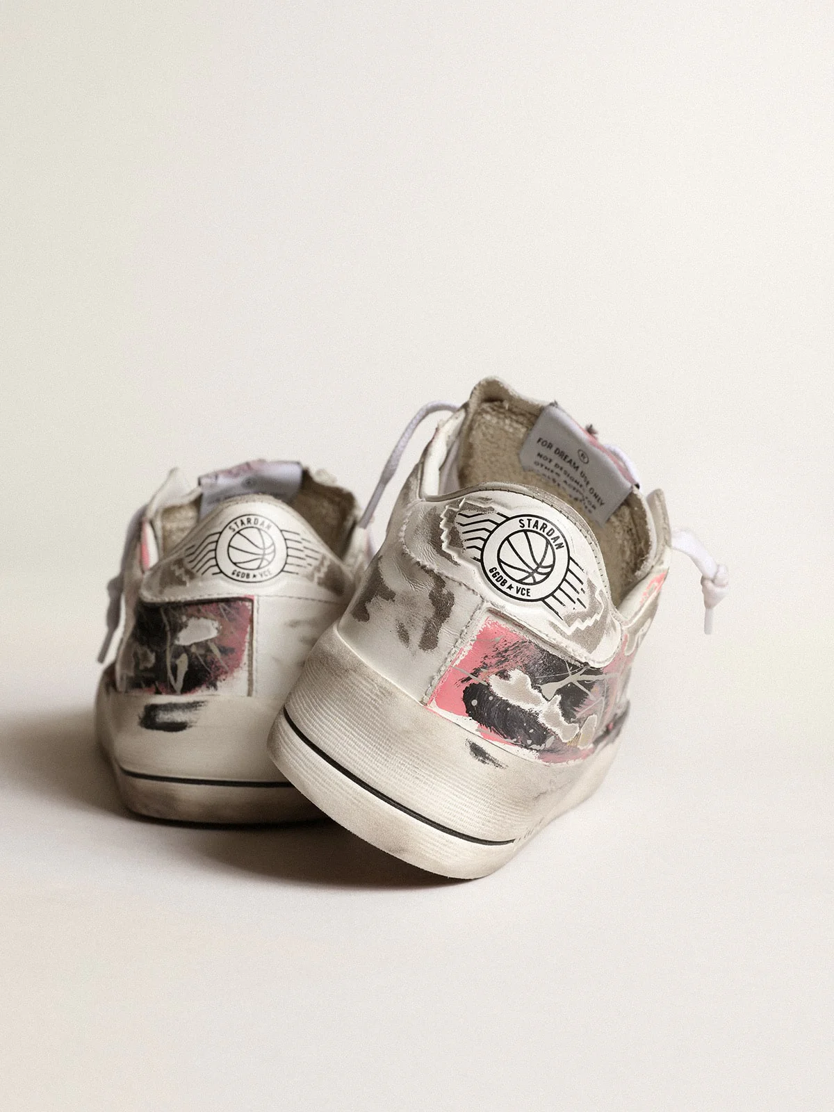 Women | Stardan Lab Leather with All-Over Paint Splatters | Pink x Black x Cream Over Painted - Image 5