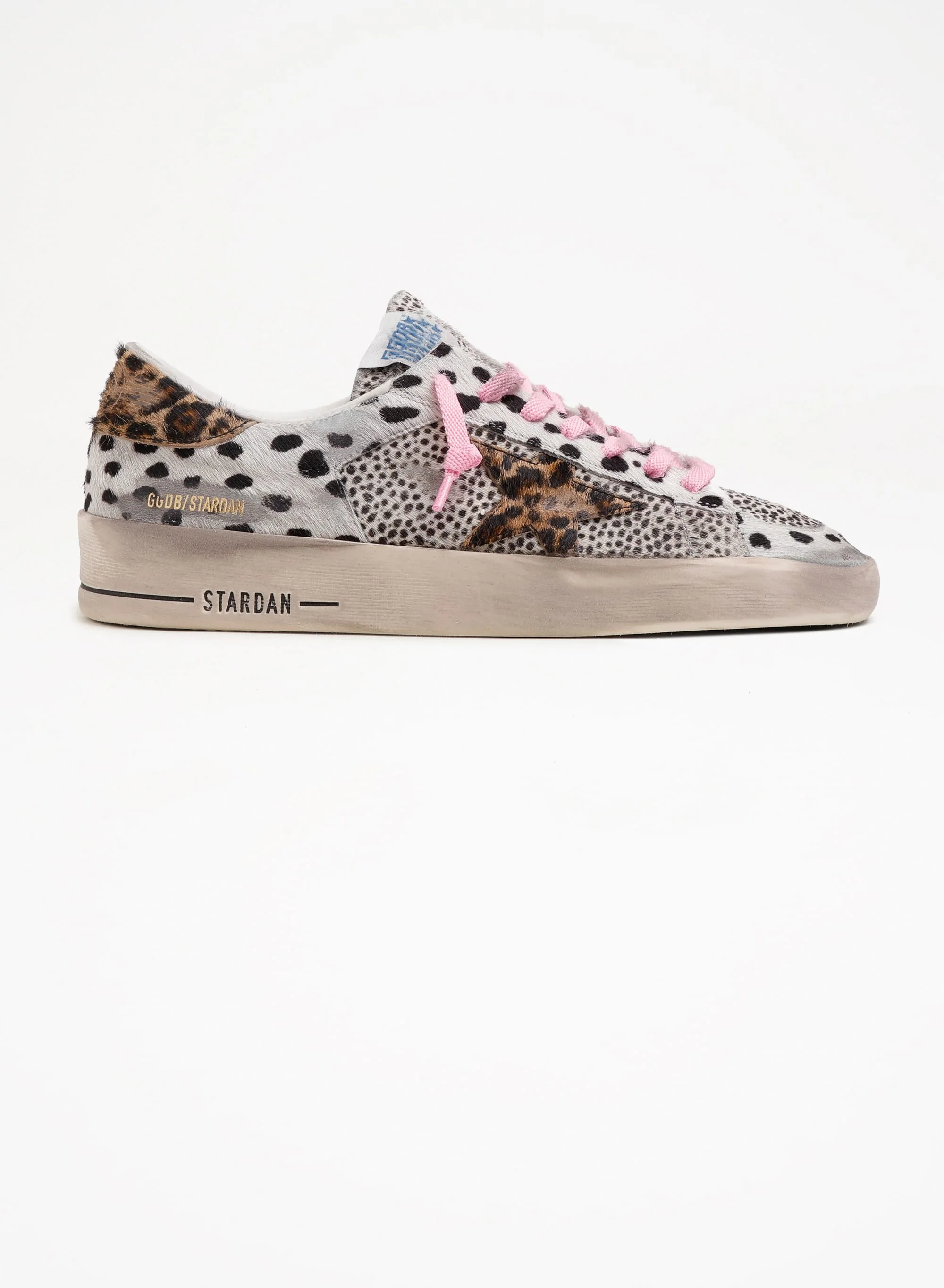 Women | Stardan Sneakers Polka-Dot Pony Skin with Leopard-Print Pony Skin Star | Black White x Beige Brown Leo - Image 8