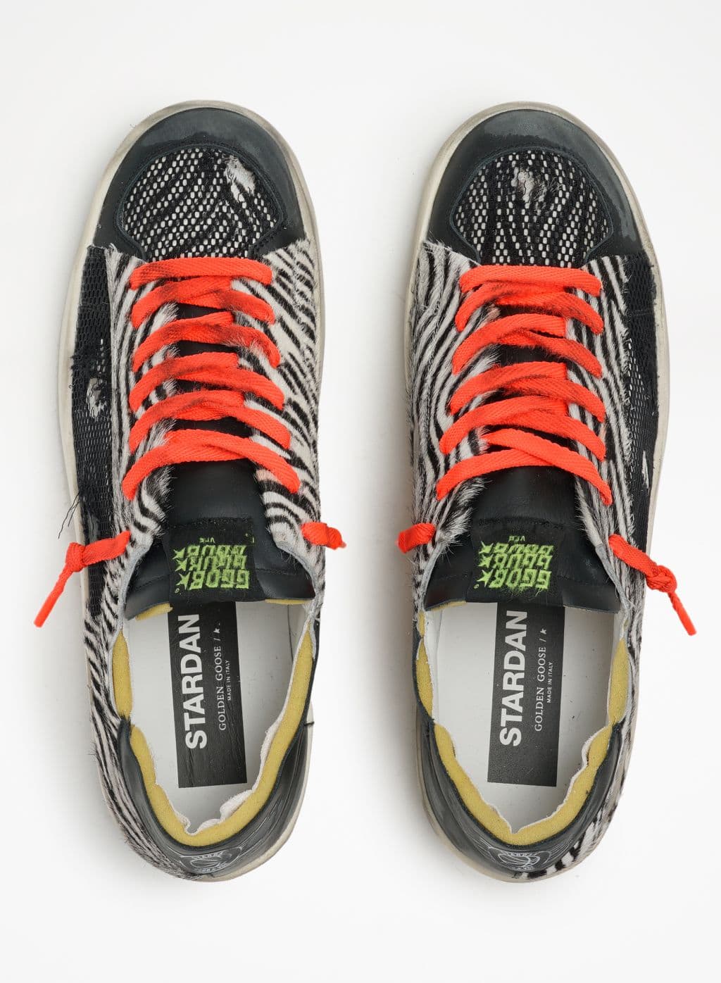 Women | Stardan Sneakers Zebra Pony Skin & Black Mesh | Black x Black White x White - Image 4