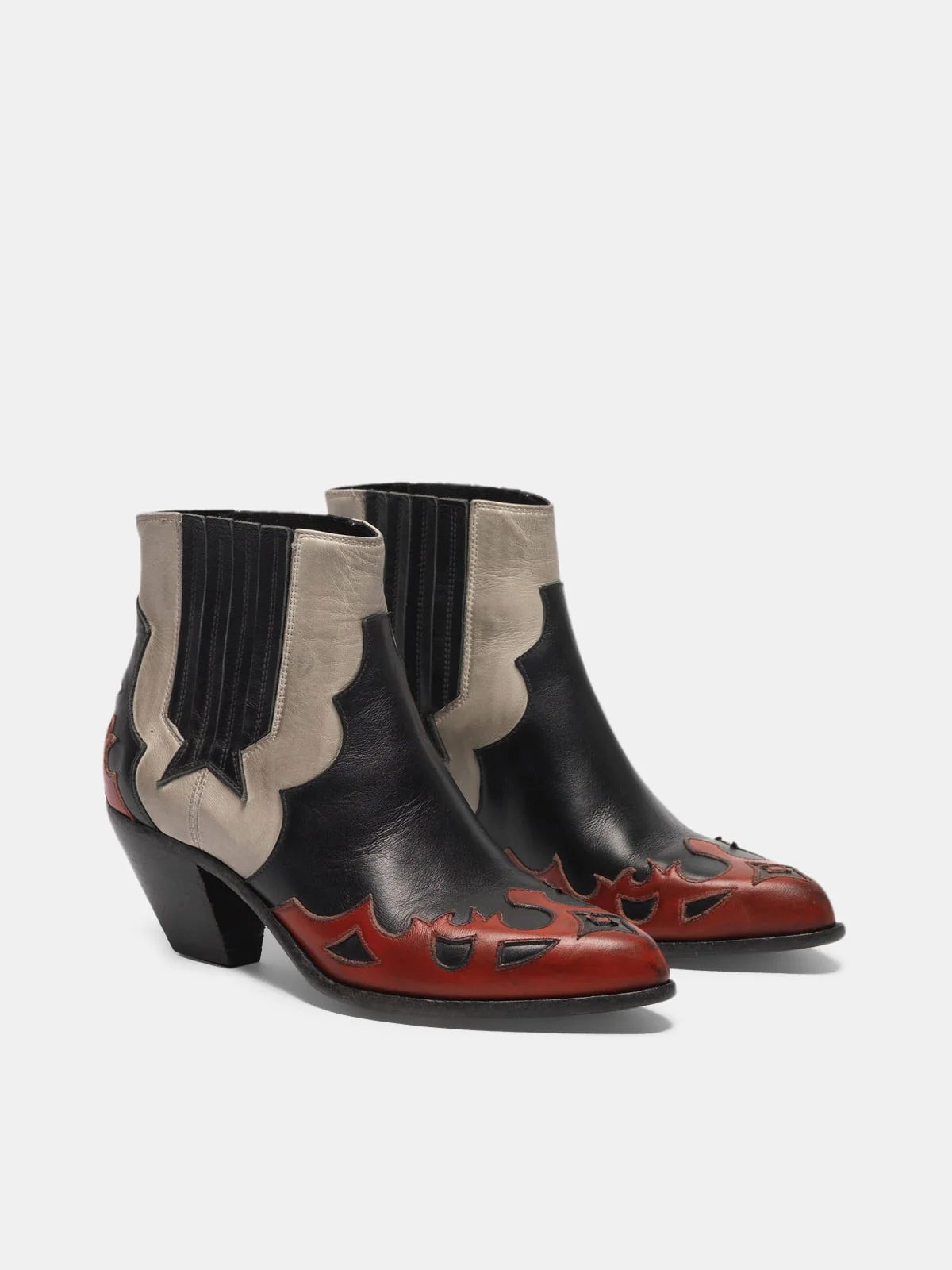 Women | Sunset Flowers Ankle Boots Leather with Decoration On The Upper - Image 2