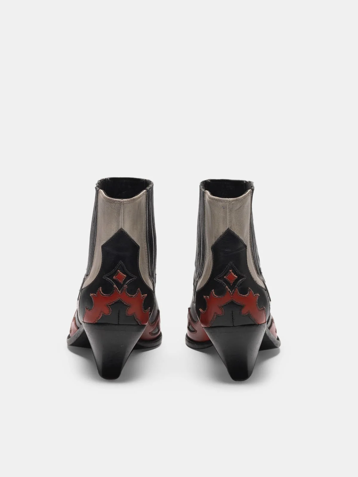 Women | Sunset Flowers Ankle Boots Leather with Decoration On The Upper - Image 4