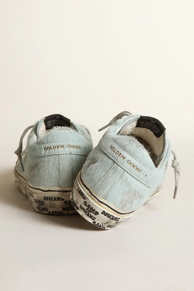 Women | Super-Star Aquamarine with White Star & Grey Laces | Aquamarine x White - Image 4