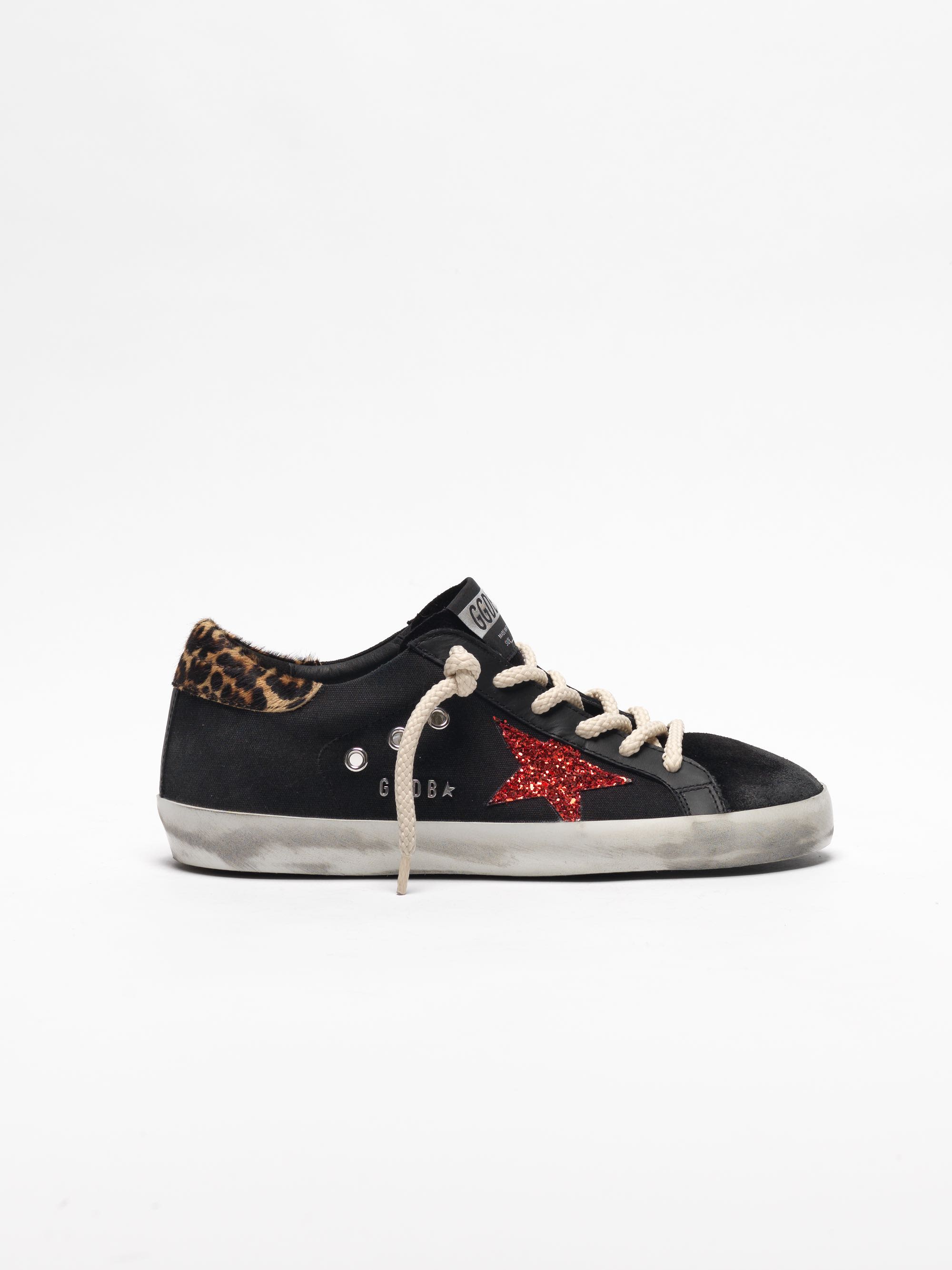 Women | Super-Star Black with Red Glitter Star & Leopard-Pattern Heel Tab - Image 5