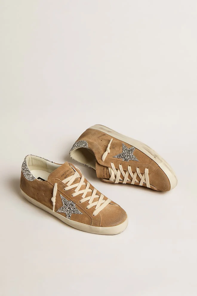 Women | Super Star Brown Suede with Silver Glitter Star & Heel | Tabacco x Silver - Image 4