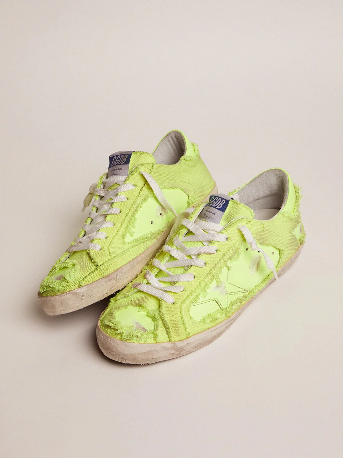 Women | Super-Star Lab Sneakers Fluorescent Yellow Leather & Canvas | Yellow Fluo - Image 2