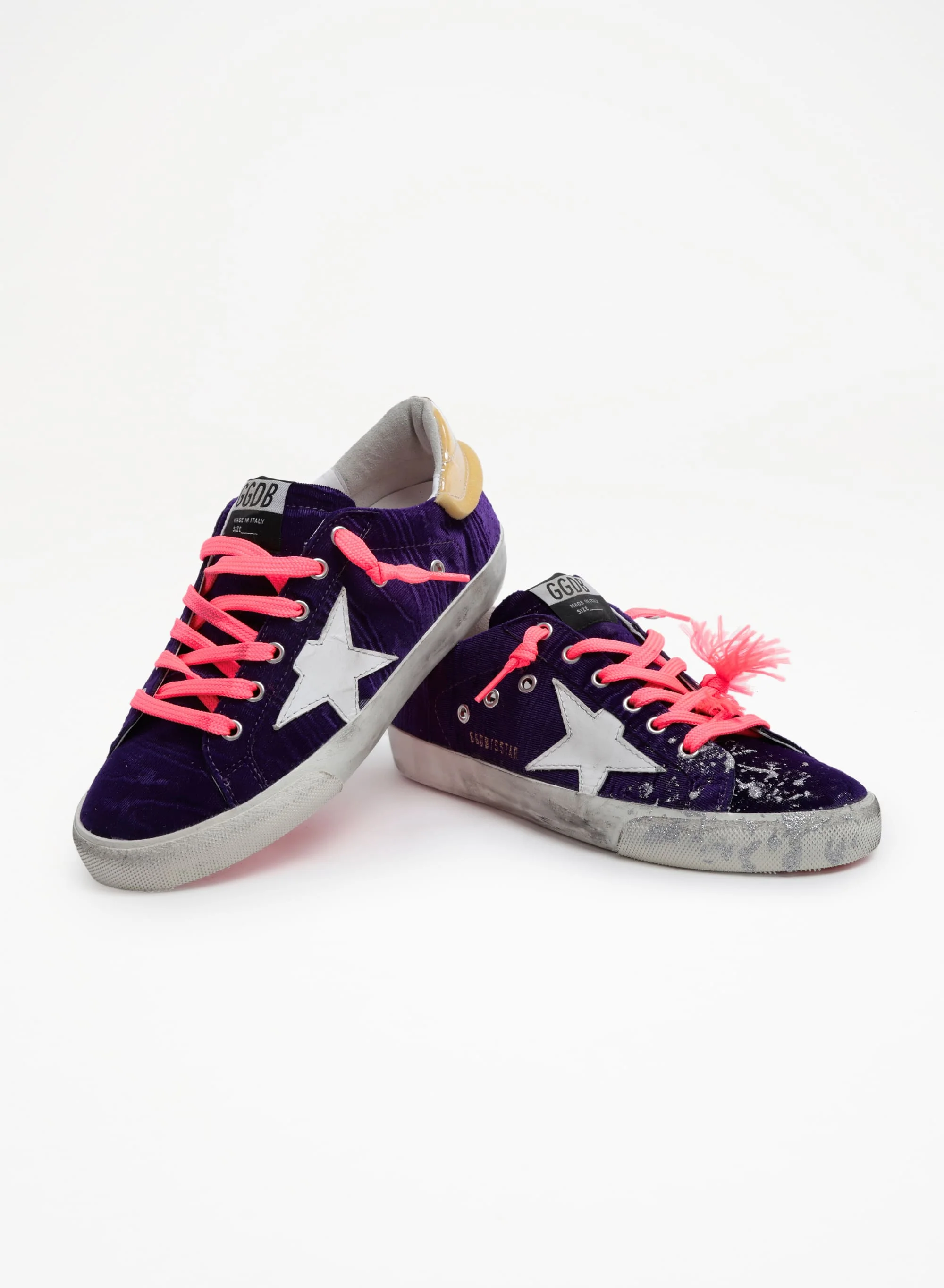 Women | Super-Star Lab Sneakers Purple Velvet with Pvc Heel Tab | Purple x White x Beige - Image 4