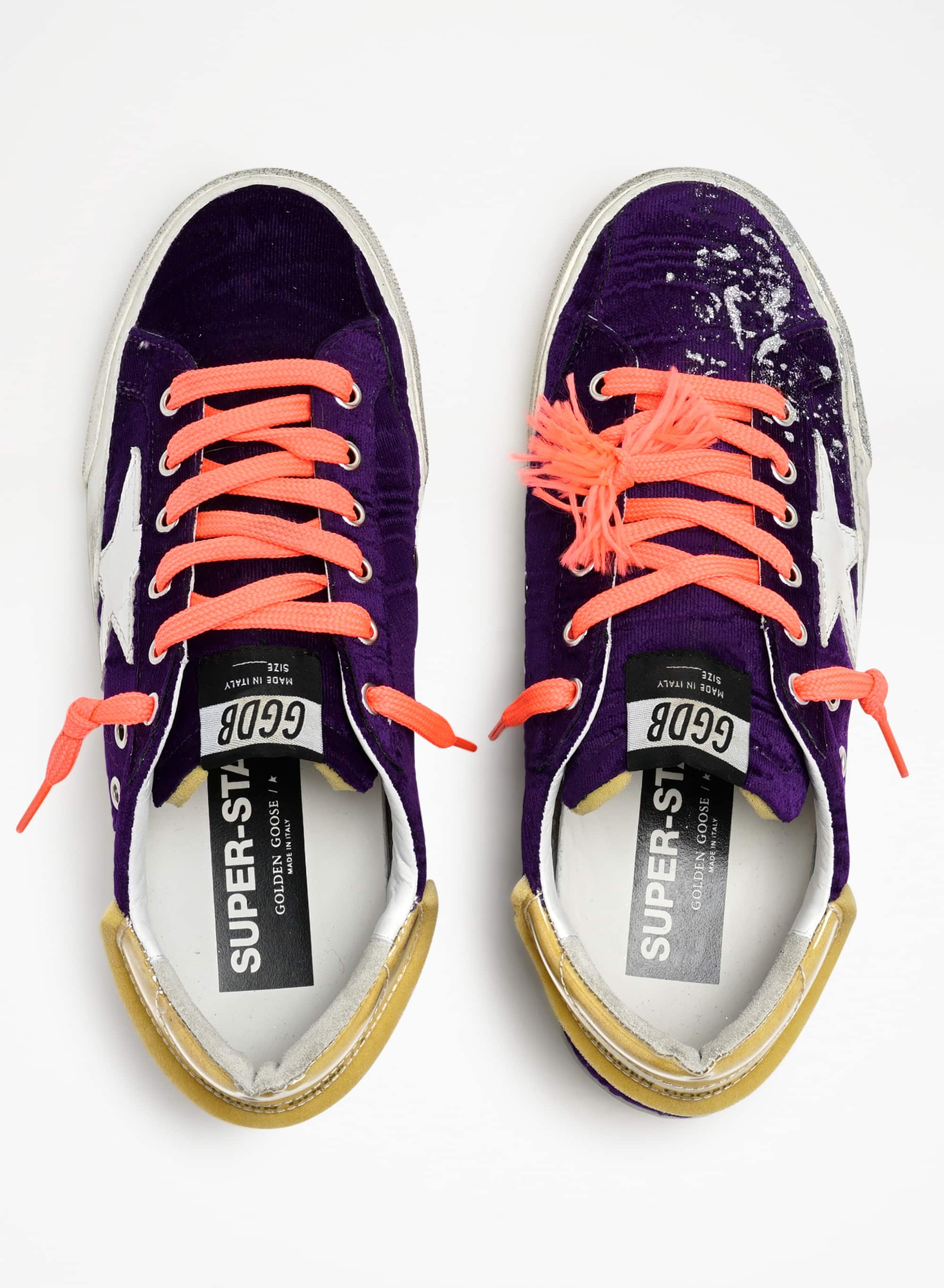 Women | Super-Star Lab Sneakers Purple Velvet with Pvc Heel Tab | Purple x White x Beige - Image 5