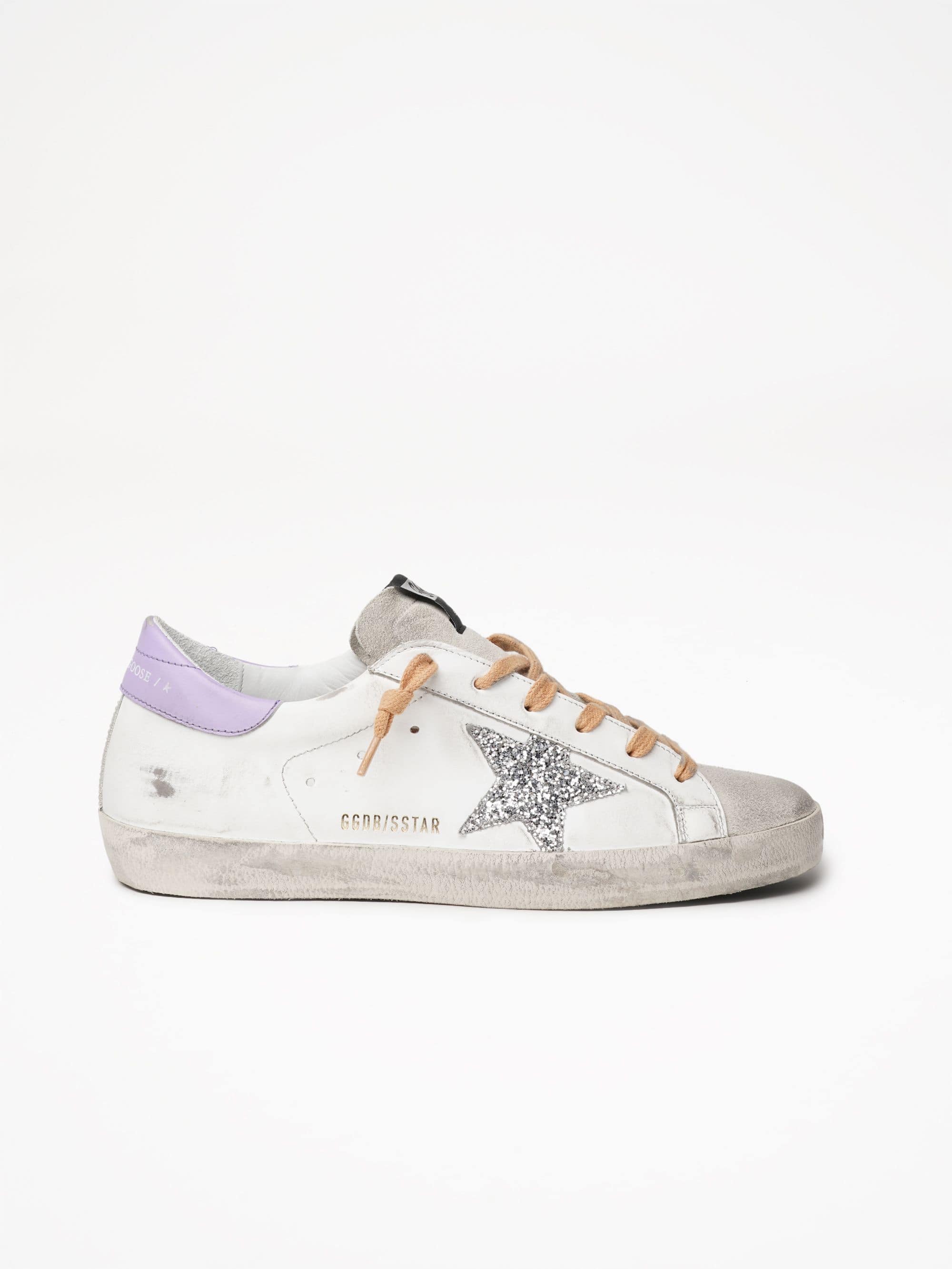 Women | Super-Star Leather Upper & Heel Glitter Star | White x Ice x Silver x Lilac - Image 4